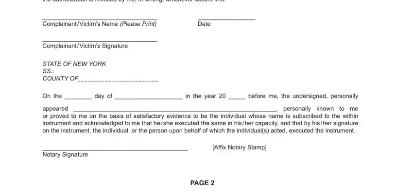 PAGE, This written authorization is, and Date inside form lost property blank