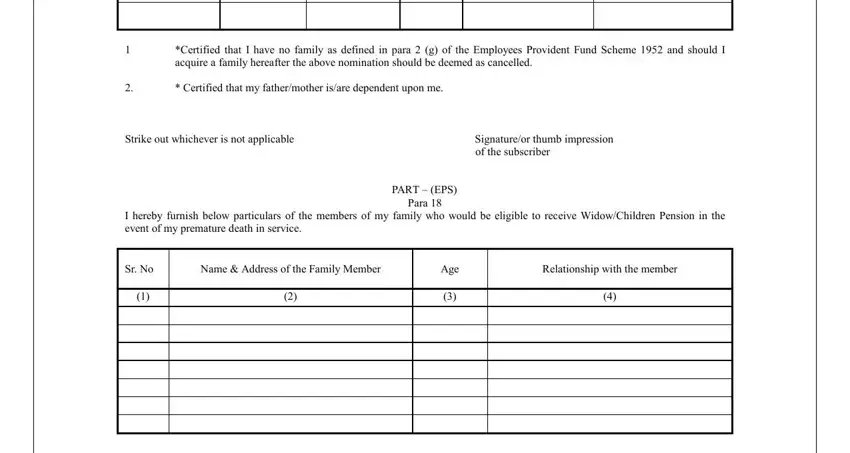 Filling in section 2 of nomination and declaration form 2 filled sample