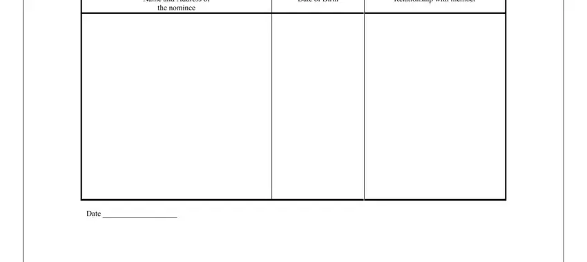 Date, the nominee, and Relationship with member in nomination and declaration form 2 filled sample