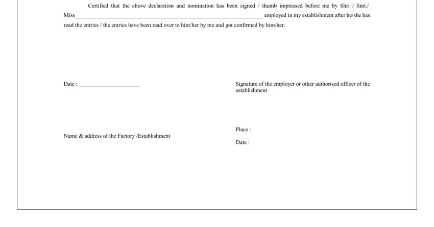 Step no. 4 for filling in nomination and declaration form 2 filled sample