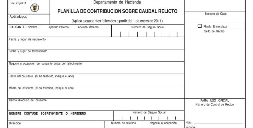 Completing part 1 in relicto planilla