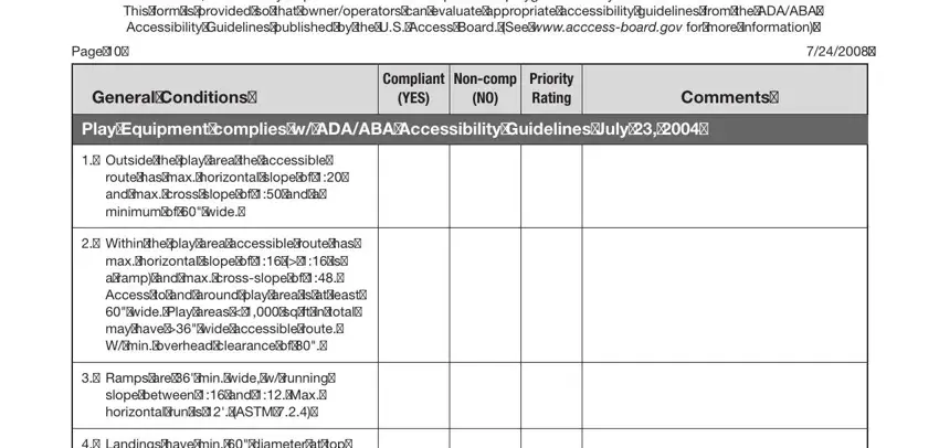 Filling out section 1 of Playground Safety Audit Form