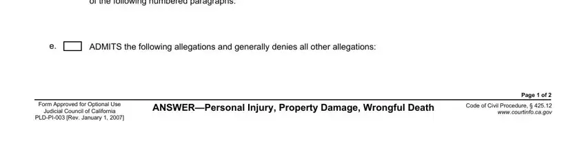 Step # 3 in filling out wrongful death pld