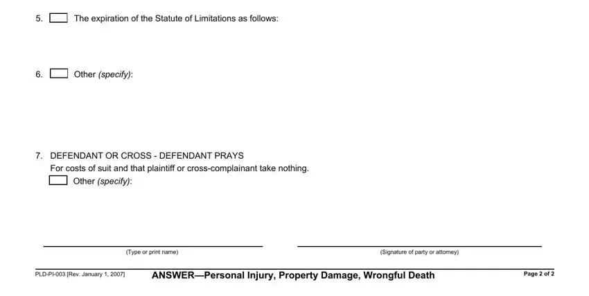 DEFENDANT OR CROSS  DEFENDANT PRAYS, PLDPI Rev January, and For costs of suit and that in wrongful death pld