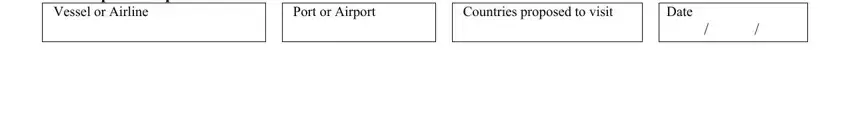 Port or Airport, Proposed Departure Details Vessel, and Date in png passport authorization form
