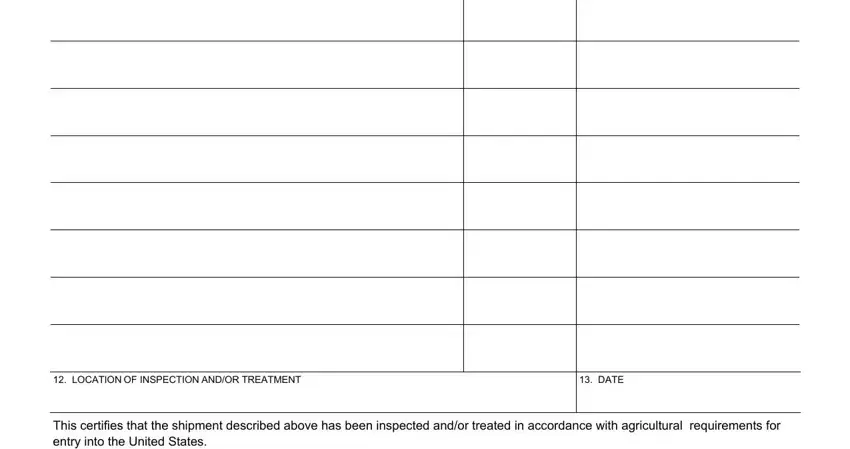 This certifies that the shipment, DATE, and LOCATION OF INSPECTION ANDOR of ppq form