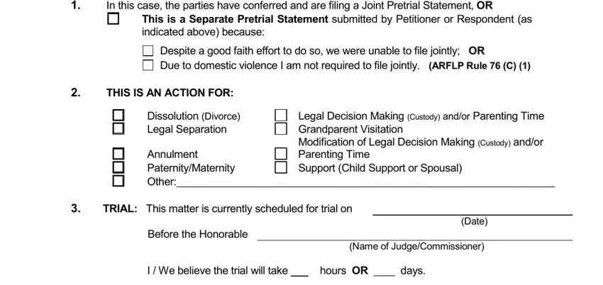 Writing section 2 in statement pretrial