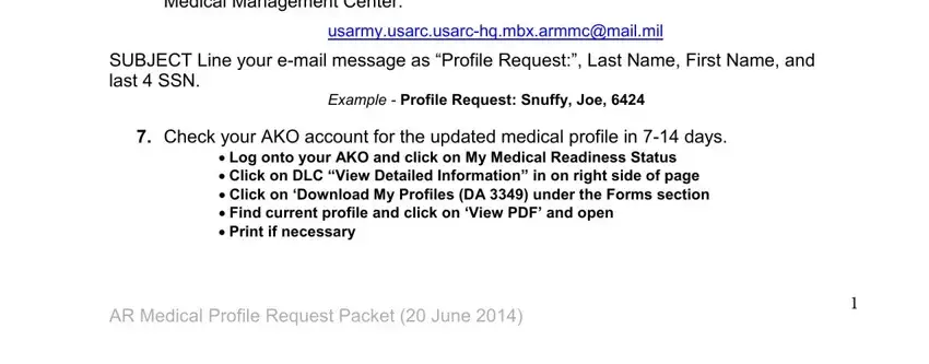 Stage number 1 in filling in army reserve request