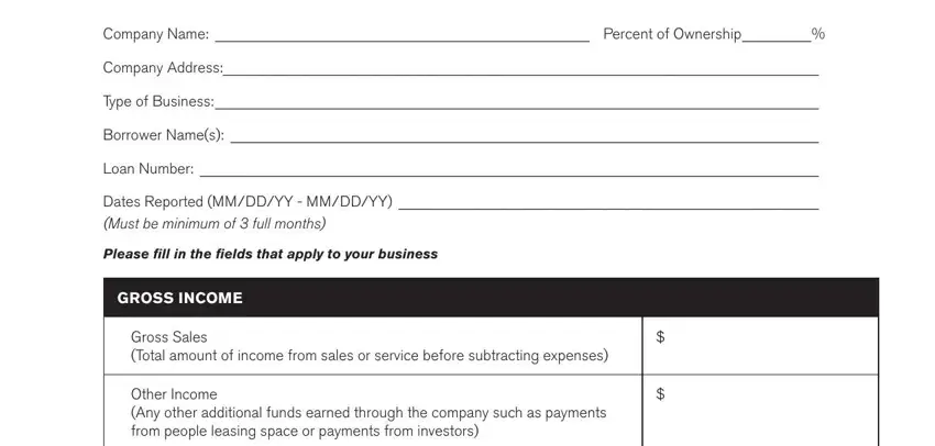 Stage # 1 in filling out profit and loss statement forms