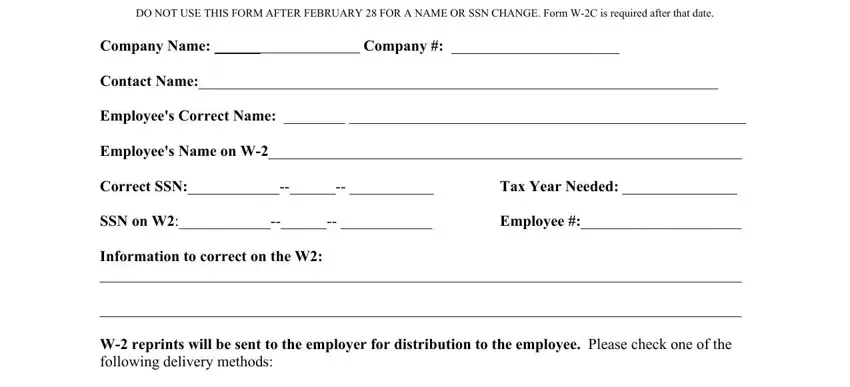 Writing part 1 of Proliant W2 Reprint Request Form