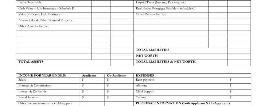 Loans Receivable, NET WORTH, and Cash Value  Life Insurance of prosperity bank statement