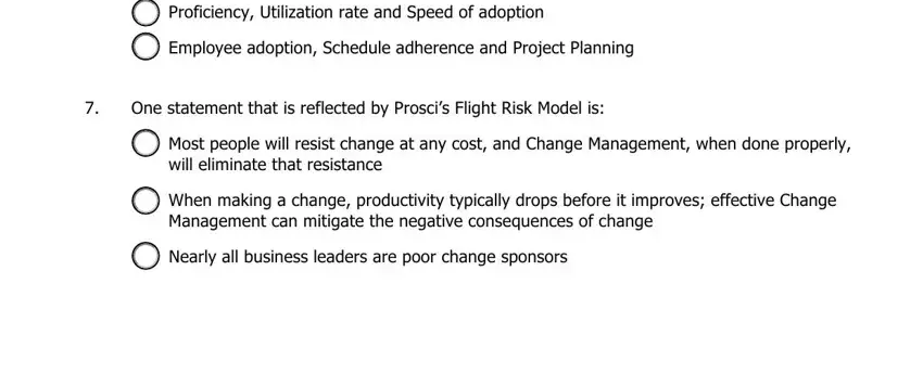 Filling out part 4 in get the prosci certification exam questions form