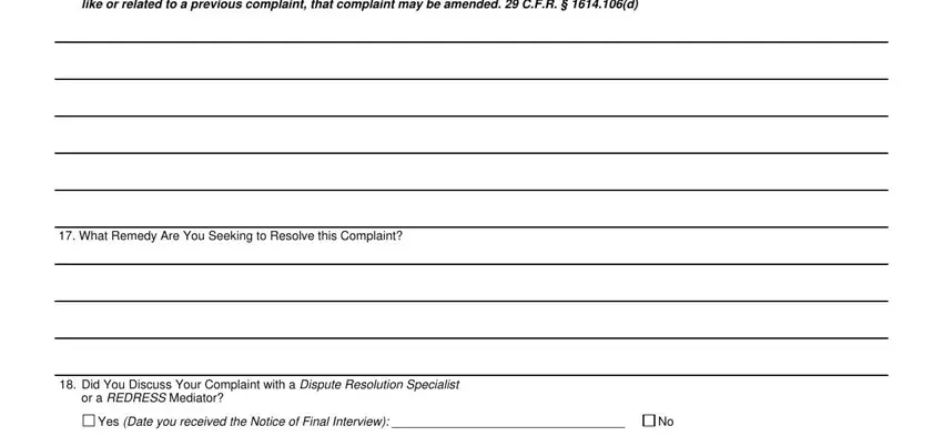 Writing section 2 in usps complaint form