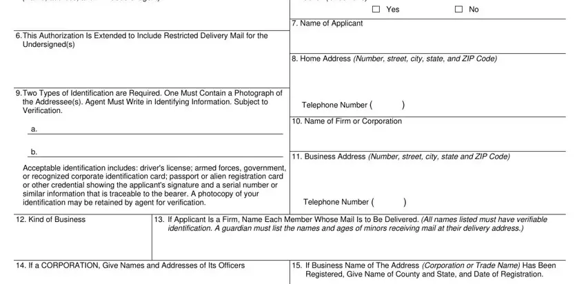 Home Address Number street city, Name of Applicant, and Kind of Business of ps 1583