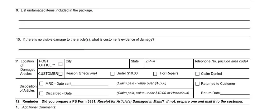 Filling in segment 2 of ps form 2856