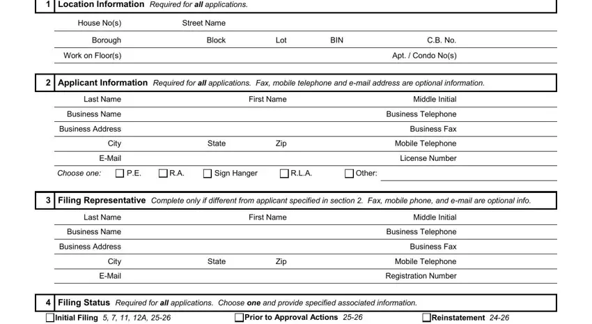 Filling out segment 1 in pw1 forms
