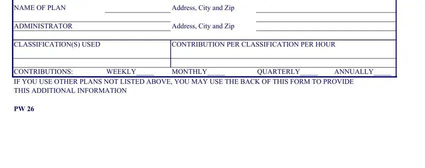 WEEKLY, CONTRIBUTION PER CLASSIFICATION, and CLASSIFICATIONS USED inside pw26 form instructions