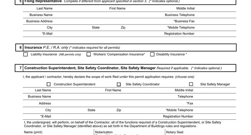 Part no. 3 in filling in work permit concrete
