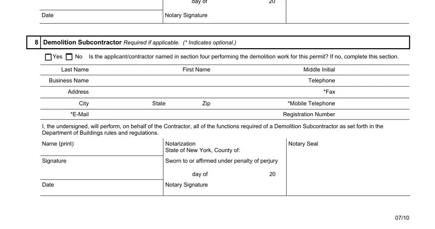 Part # 4 for filling out work permit concrete