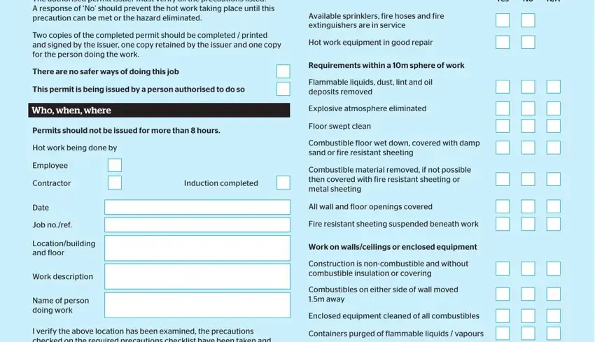 The way to prepare hot works printable permit word document part 1