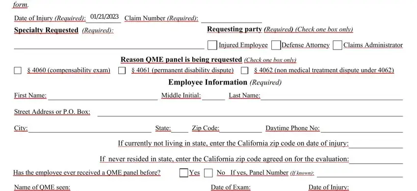 Tips on how to fill out Qme Form 105 portion 1