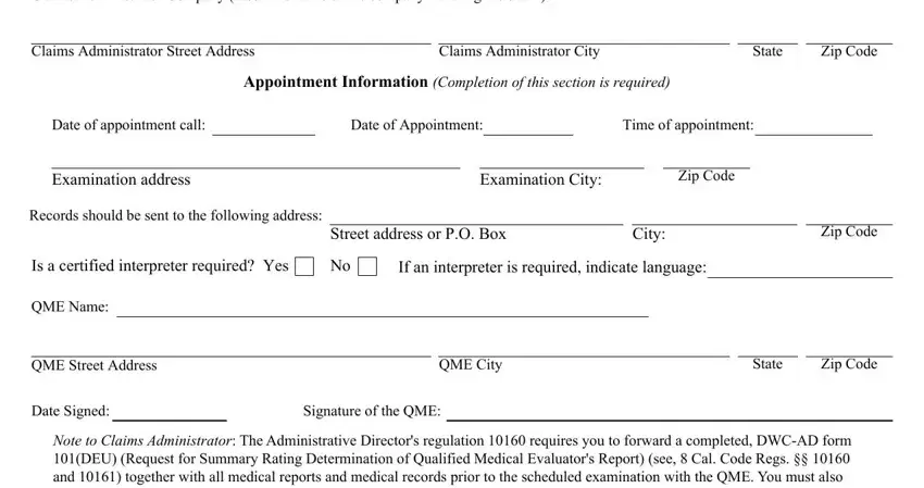 Completing section 2 in Qme Form 110