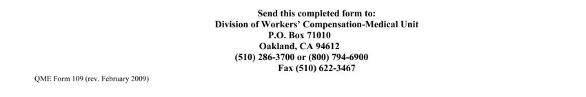 Filling out section 3 of Qme Form 109