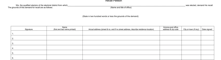 Filling in part 1 in printable editable petitions