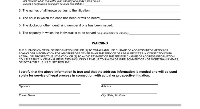 Step no. 2 in filling in request change address information