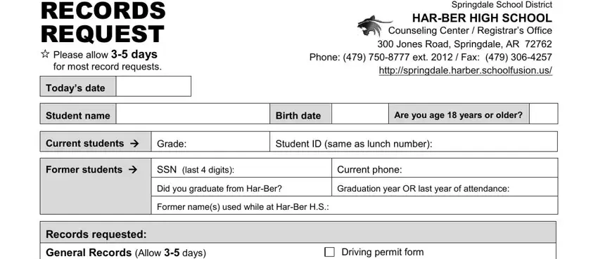 Filling in section 1 in har