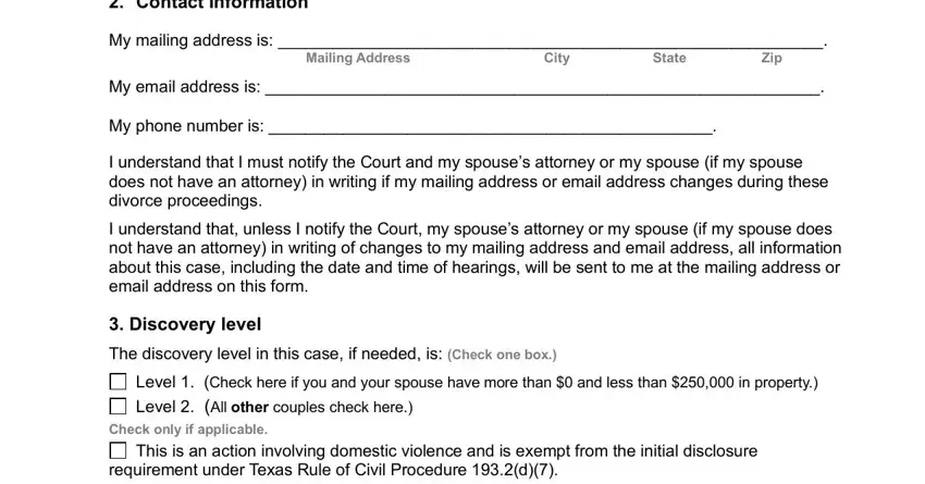 Part # 3 of completing Respondent's Original Answer Form