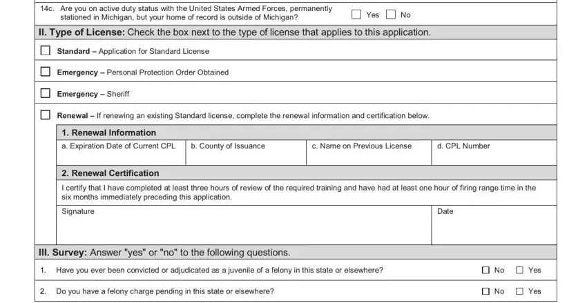 Filling in section 2 of michigan ri 012 form