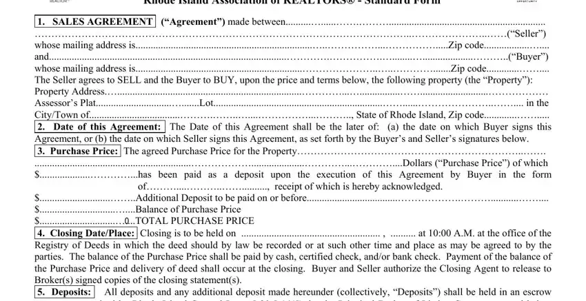 Filling in segment 1 in rhode island association of realtors forms