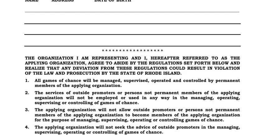 Stage number 3 in filling out rhode island charitable gaming