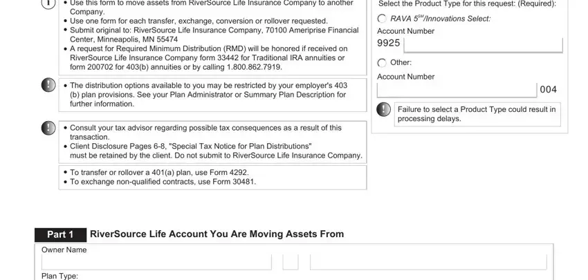 Filling in segment 1 of riversource forms