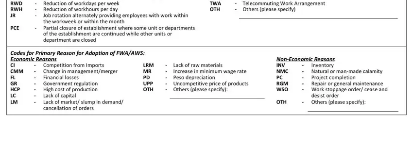 PCE, Codes for Primary Reason for, and Government regulation  High in dole rks form 5