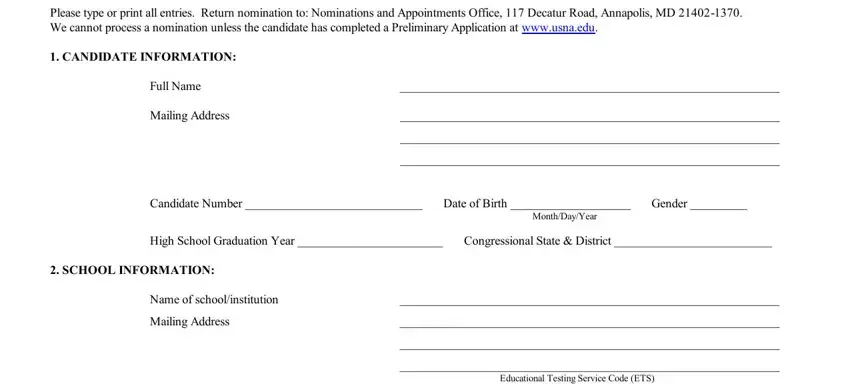 Filling out part 1 in navy rotc statement of understandig