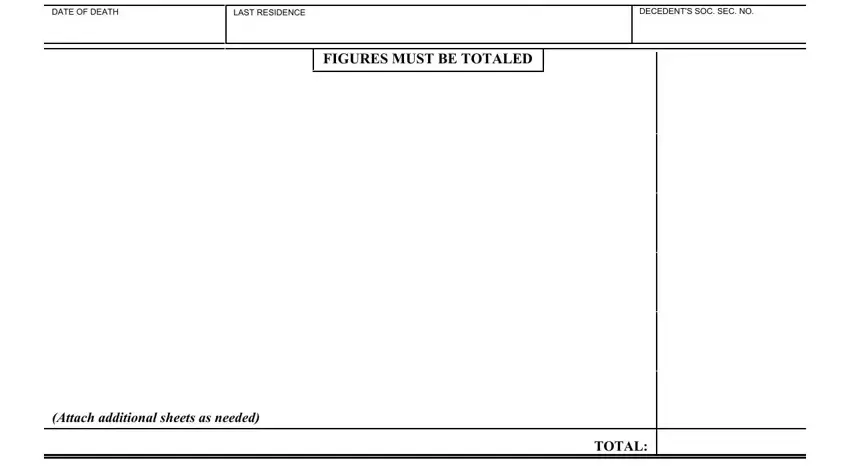 Stage number 2 in filling in inventory register wills