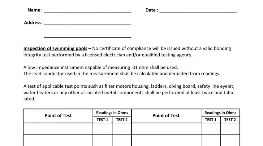 pool bonding integrity test completion process described (portion 1)
