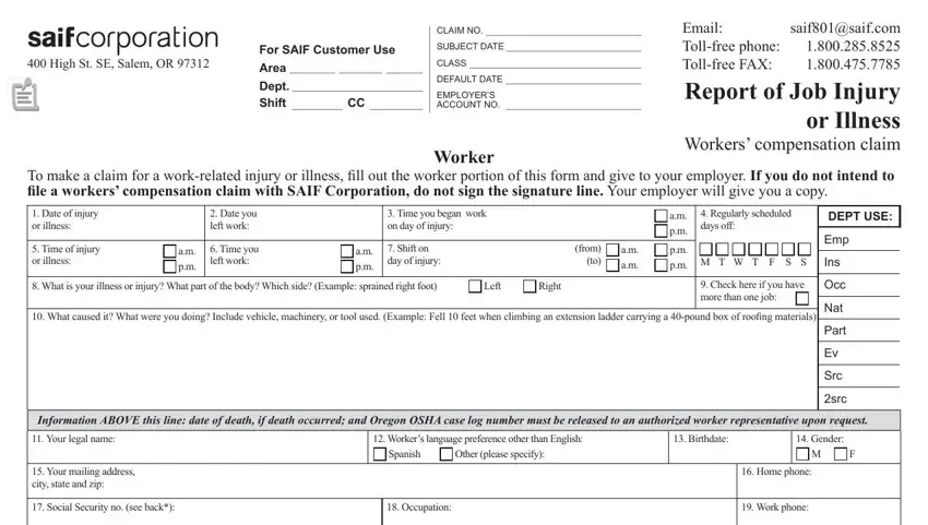 Tips on how to prepare saif 801 form fillable step 1
