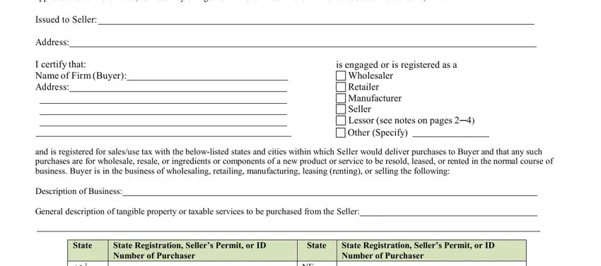The way to complete use tax certificate pdf portion 1