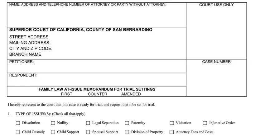 Filling out segment 1 in at issue memorandum kern county