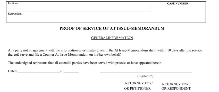 Step no. 3 of completing at issue memorandum kern county