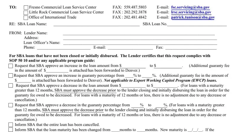 Stage # 1 for filling in Sba Form 2237