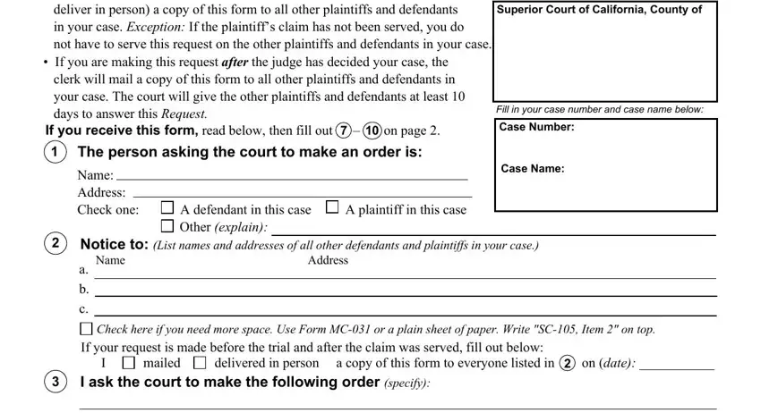 Ways to fill in sc 105 stage 1