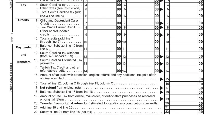 Filling in segment 2 in Sc1040X Form