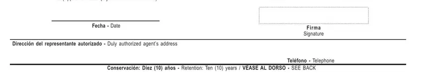 Title Applies if the taxpayer is, Firma, and Conservación Diez  años  Retention in form as 2644 in english