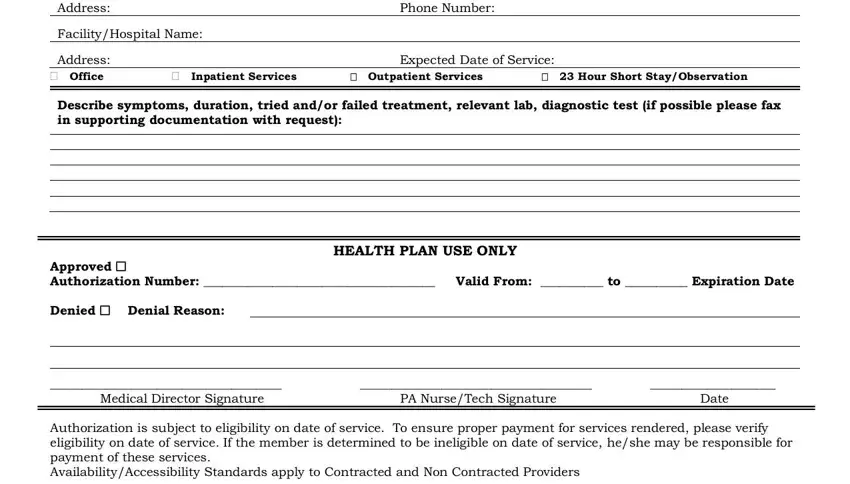 Stage # 2 for filling out scan health plan prior authorization