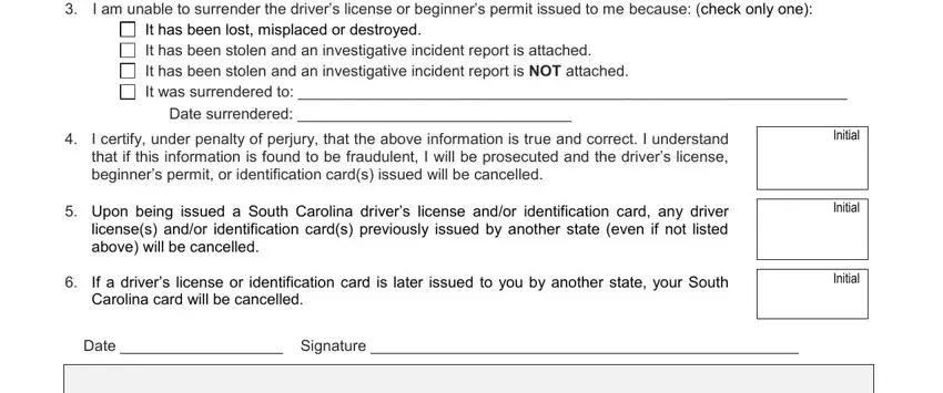 If a drivers license or, It has been lost misplaced or, and Date  Signature inside sc dmv forms form dl49