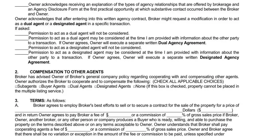 SC Real Estate Listing Agreement Form conclusion process outlined (portion 2)